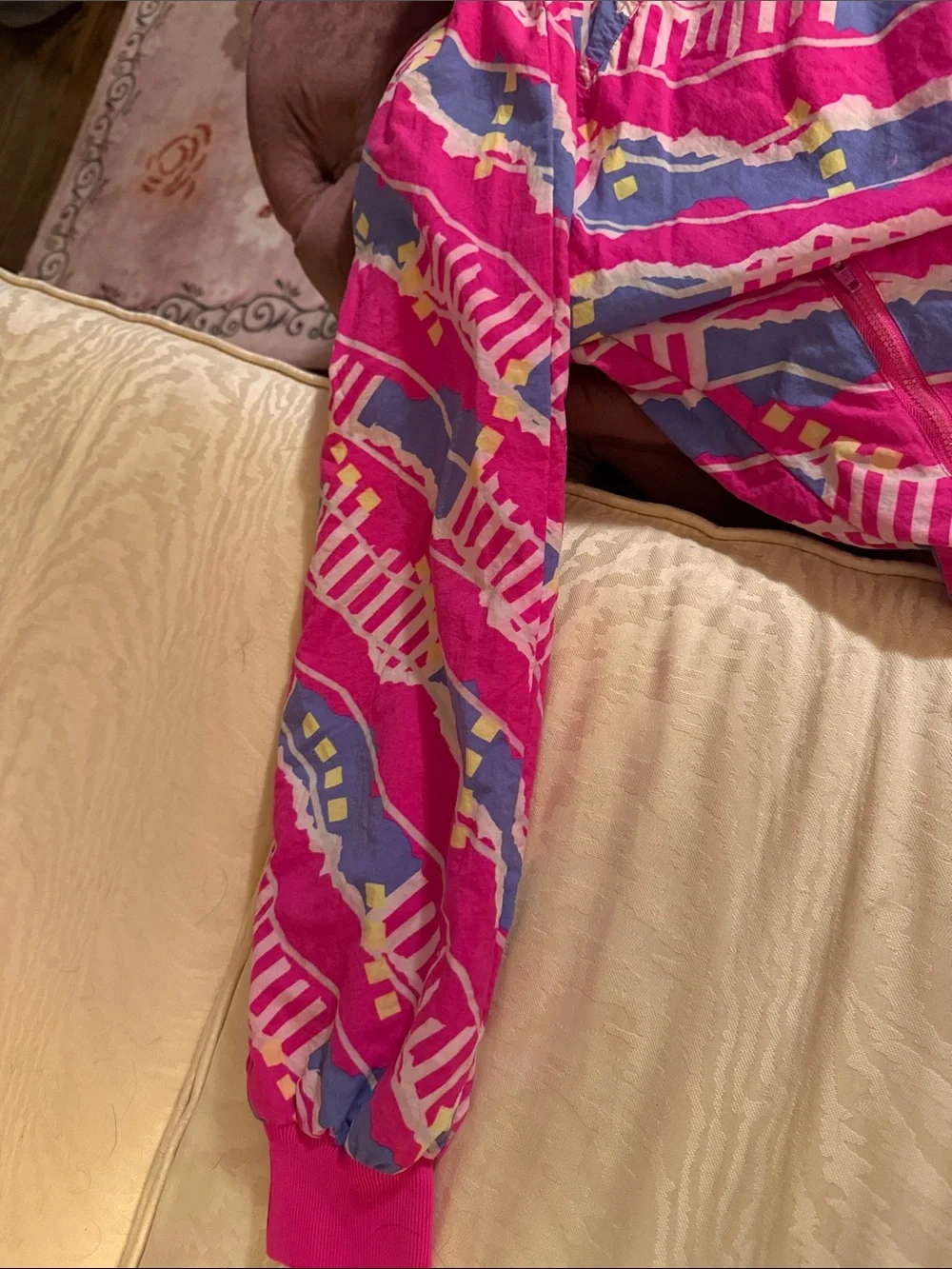 Nike Pink, Purple and Yellow Geometric Hooded Windbreaker